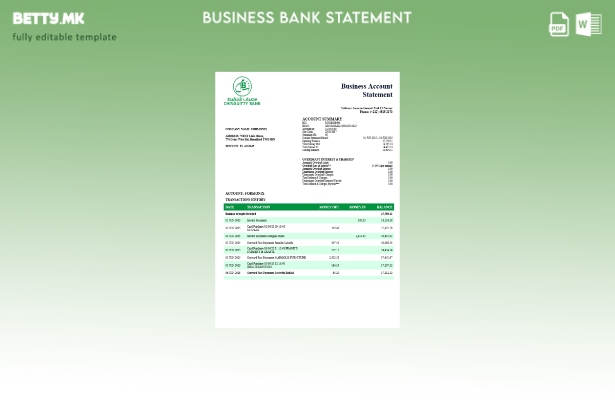 модерен стил Chinguitty цврста изјава за сметка Шаблон Word и PDF шаблон ().